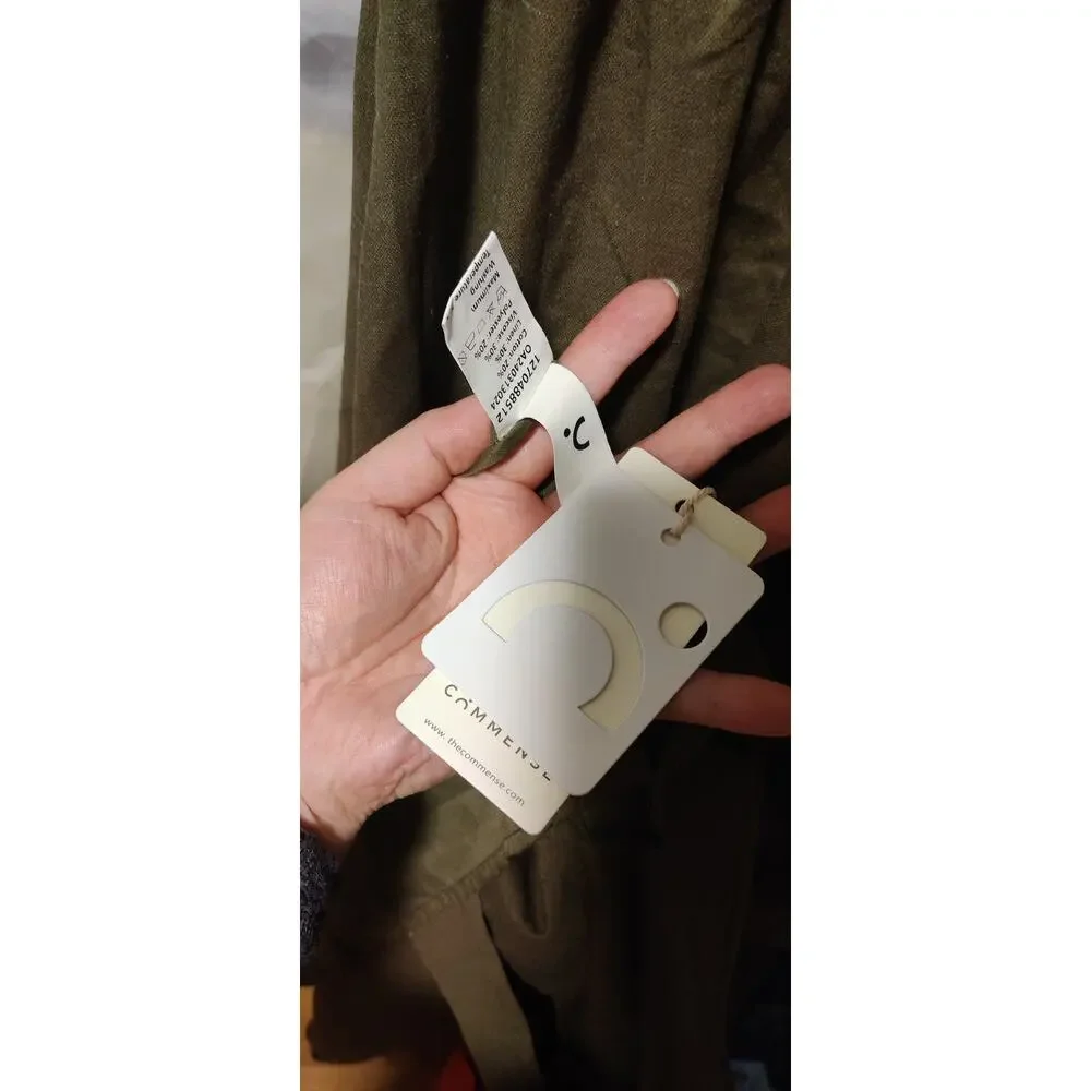 Commense Olive Green Linen and Cotton Halter Maxi Dress Sz S Boho Lagenlook NWT - Picture 8 of 9
